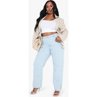 Womens Plus Basics High Waisted Split Hem Straight Leg Jeans