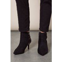 Wide Fit Annie Ring Detail Pointed Mid Heel Shoe Boots