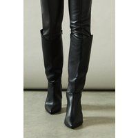 Wide Fit Halo Pointed High Block Heel Knee Boots