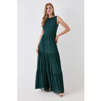 Coast Women's Tiered Skirt Stretch Mesh Bridesmaid Dress in Emerald | Size: 8