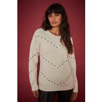Dorothy Perkins Womens Jumper Ivory Crew Neck Long Sleeve Knitted Casual
