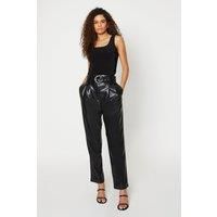 Womens Tall Faux Leather Belted Slim Leg Trouser