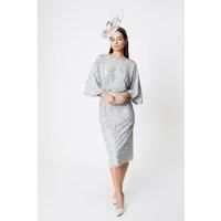 Coast Womens Shift Dress Sage Sequin Embellished Midi Short Sleeve