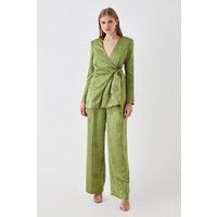 Sophie Habboo Satin Jacquard Wide Leg Trouser