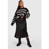 Womens Plus Bias Cut Satin Midaxi Skirt