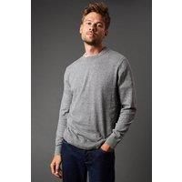 Burton Mens Jumper Cotton Rich Crew Neck Grey Casual Machine Washable