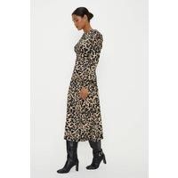 Womens Leopard Keyhole Midi Dress