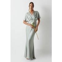 Coast Womens Maxi Dress Sage Satin V-Neck Short Sleeve Elegant Fishtail