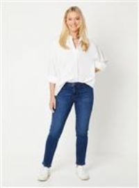 Dorothy Perkins Womens Wide-Leg Jeans Blue Denim Slim Fit Comfort Stretch