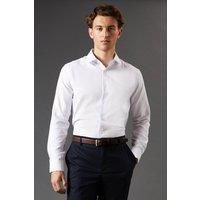 Burton Mens Button-Up Shirt White Collared Formal All Seasons Regular Fit