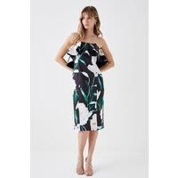 Petite Printed Ruffle Bandeau Dress