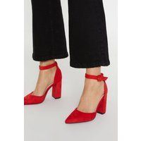 Womens Edie Ankle Strap High Block Heel Court Shoes