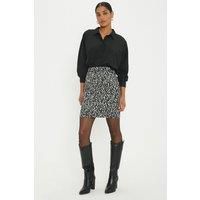 Womens Jacquard Mini Skirt With Button Detail