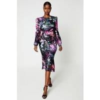 Coast Womens Black Midi Dress Satin Long Sleeve Sophisticated Look