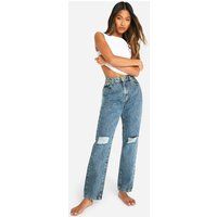 Basics Ripped Knee Straight Leg Jeans