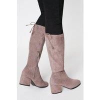Womens Kara Drawstring Block Heel Knee High Boots