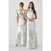Coast Womens A-Line Maxi Dress Multi Satin Halterneck Spring Summer