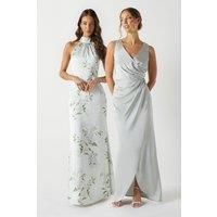 Coast Womens A-Line Maxi Dress Sage Satin Wrap Silhouette Spring Summer