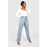 Womens Plus Basics Split Hem Straight Leg Jeans