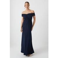 Coast Womens Maxi Dress Navy Jersey Sleeveless Ruched Bardot Bridesmaid