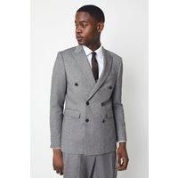 Burton Mens Suit Jacket Grey Slim Fit Herringbone Wedding Workwear Smart