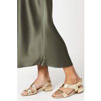 Womens Wide Fit Sunita Faux Leather Asymmetric Low Block Heel Sandals