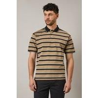 Debenhams Men's Natural Stripe Pique Polo Shirt | Size: Small