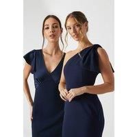 Coast Womens Maxi Dress Navy One Shoulder Sleeveless Satin Elegant Bridesmaid