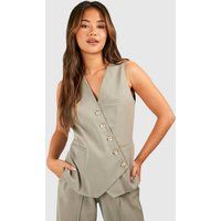 Womens Asymmetric Mock Horn Waistcoat