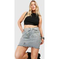 Womens Plus Acid Wash Denim Skirt