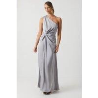 Asymetric Neckline Satin Bridesmaids Dress