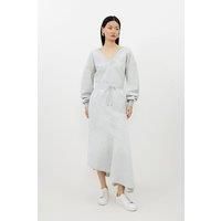 Fleece Cotton Jersey Waterfall Hem Maxi Skirt