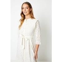Broderie Button Through Midi Dress