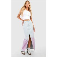 Womens Ombre Split Front Denim Midaxi Skirt