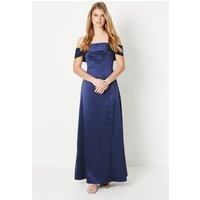 Debut London Bardot Satin Diamonte Prom Dress