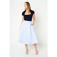 Coast Womens A-Line Skirt Blue Satin Midi Tie Spring Summer