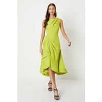 Crepe Ruffle Dress With Low Back