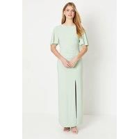 Debut London Womens Bridesmaid Dress Sage Twist Back Angel Sleeve Maxi