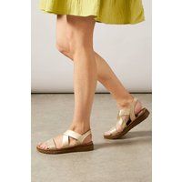 Womens Good For The Sole: Wide Fit Ana Comfort Elastic Cross Strap Low Wedge Sandals