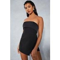 Misspap Womens Playsuit Strapless Corset Skort Black Woven Spring Summer