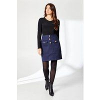 Principles Button Detail Mini Skirt, 18, Navy