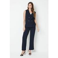 Premium Tab Detail Elasticated Back Straight Leg Trouser