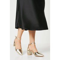 Womens Devonna Pointed Open Mid Block Heel Court Shoes