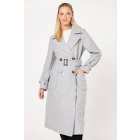 Dorothy Perkins Womens Coat Grey Double Breasted Trench Jacket