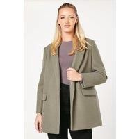 Dorothy Perkins Womens Coat Khaki Button Pockets Lightweight Blazer