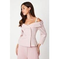 Coast Womens Jacket Blush Off Shoulder Peplum 3/4 Sleeve All Seasons