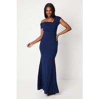 Coast Womens Maxi Dress Navy One Shoulder Elegant Ruched Bardot Gown