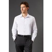 Burton Mens Button-Up Shirt White Collared Long Sleeve Slim Fit Easy Iron