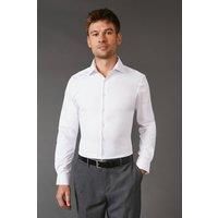 Burton Mens Button-Up Shirt White Skinny Fit Long Sleeve Easy Iron
