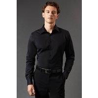 Mens Black Slim Fit Long Sleeve Easy Iron Shirt - 15.5 In